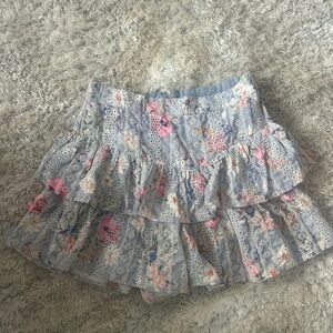 Dance & Marvel Floral Tiered Mini Skirt - Blue and Pink